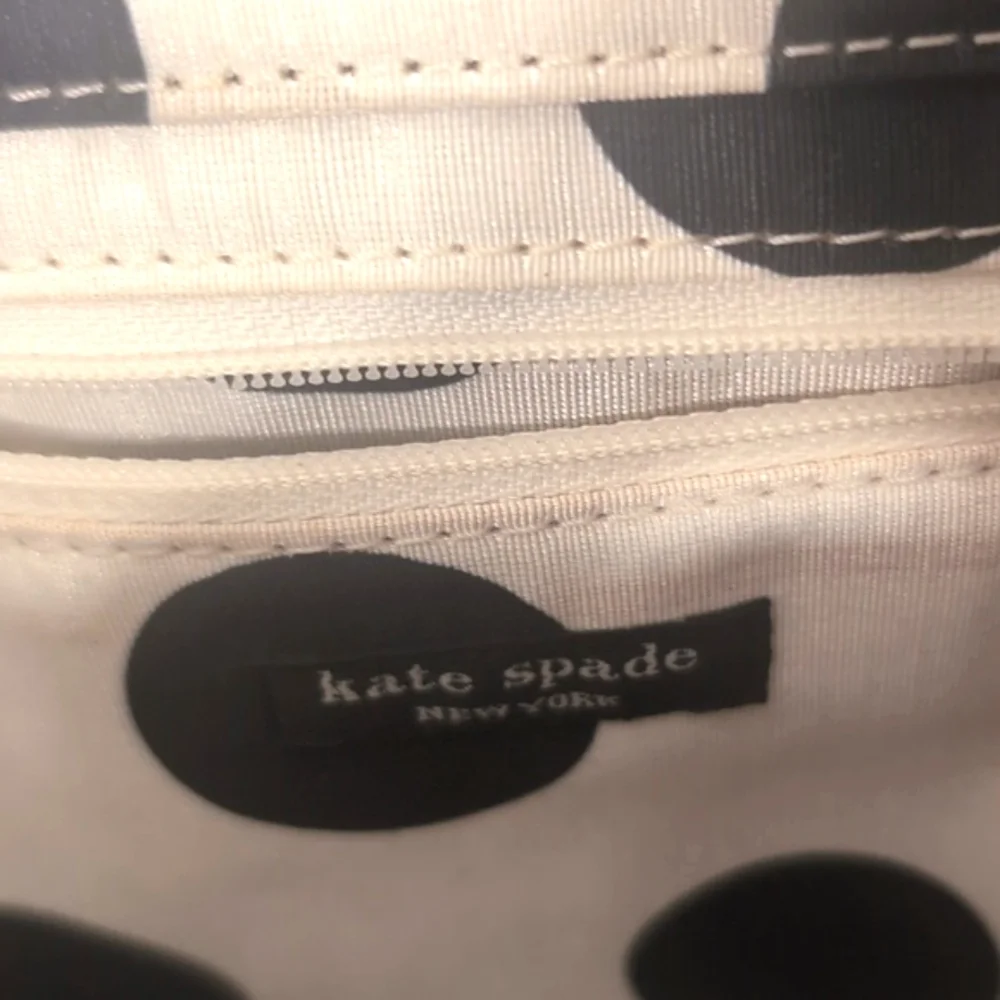 Kate spade Black Microfiber Fabric Vintage Tote Polkadot Interior Casing